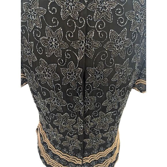 Pappell boutique 100% silk beaded Evening blouse size medium. - Picture 6 of 12